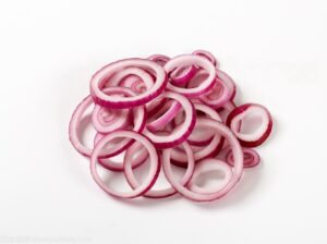 sliced onion rings with the onion cutter