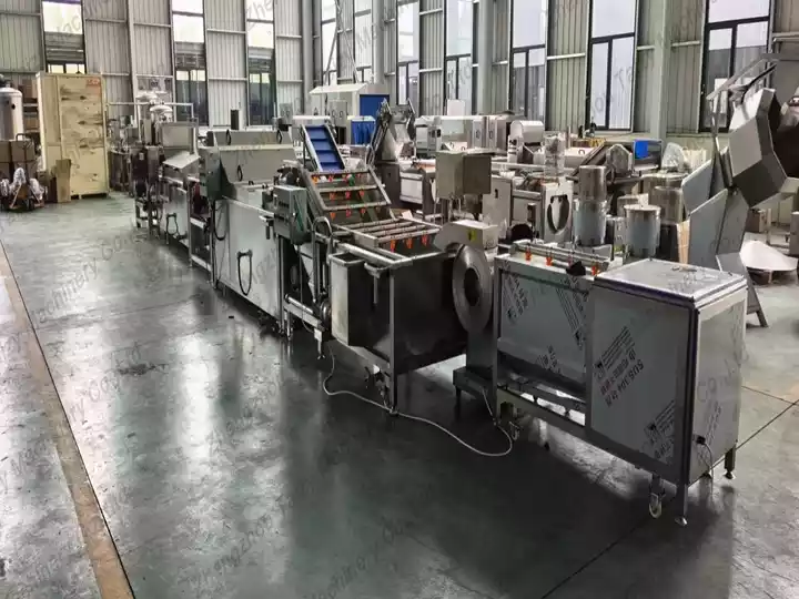 french fries line with washing peeling cutting machine