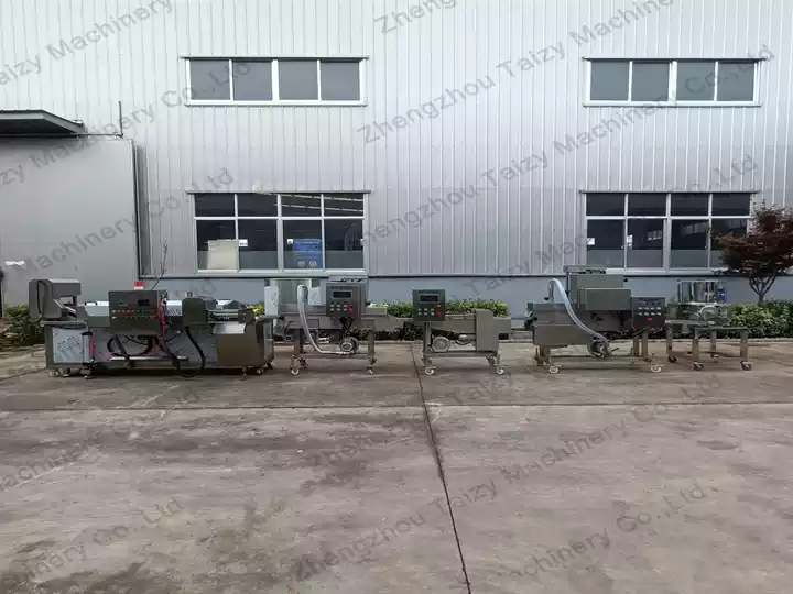 Complete meat patty processing production line